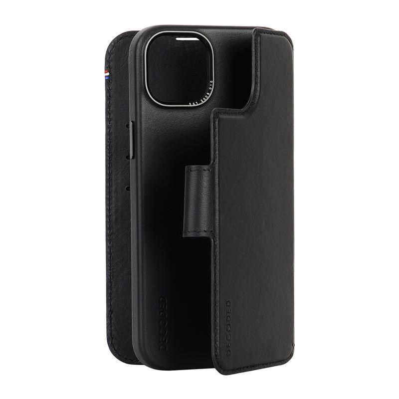 Back panel cover Decoded Decoded Detachable Wallet Case Leather with MagSafe for iPhone 15 Plus - Black