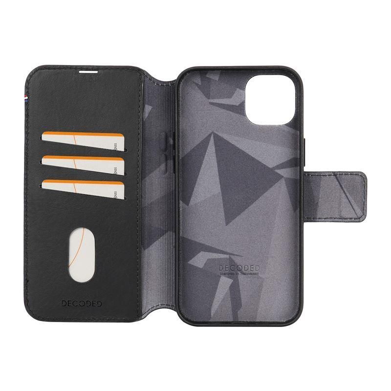 Back panel cover Decoded Decoded Detachable Wallet Case Leather with MagSafe for iPhone 15 Plus - Black