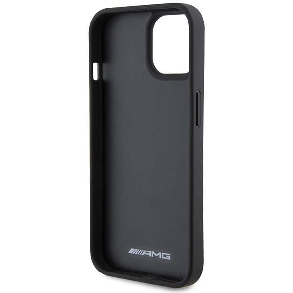 Back panel cover Mercedes-Benz AMG Leather Debossed Lines case for iPhone 15 Plus - black