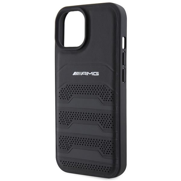 Back panel cover Mercedes-Benz AMG Leather Debossed Lines case for iPhone 15 Plus - black