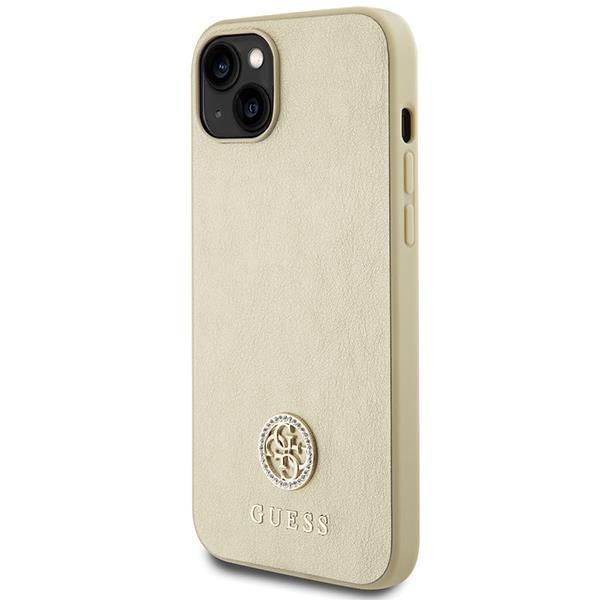 Tagakaaned Guess Guess Leather 4G Metal Logo Strass case for iPhone 15 - gold