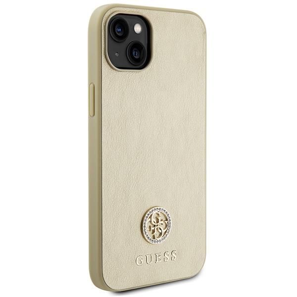 Tagakaaned Guess Guess Leather 4G Metal Logo Strass case for iPhone 15 - gold