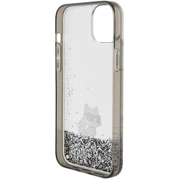 Back panel cover Karl Lagerfeld Karl Lagerfeld Liquid Glitter Choupette case for iPhone 15 Plus - transparent