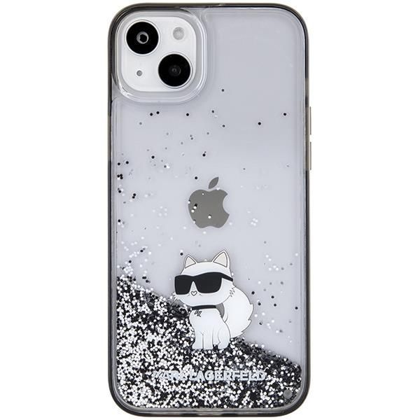 Back panel cover Karl Lagerfeld Karl Lagerfeld Liquid Glitter Choupette case for iPhone 15 Plus - transparent