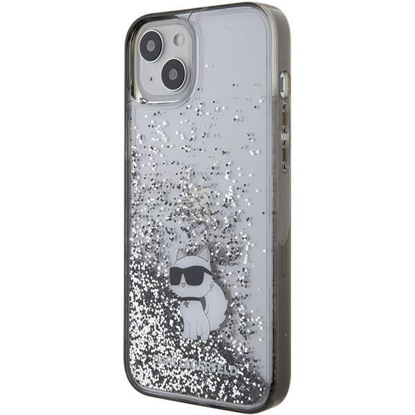 Back panel cover Karl Lagerfeld Karl Lagerfeld Liquid Glitter Choupette case for iPhone 15 Plus - transparent