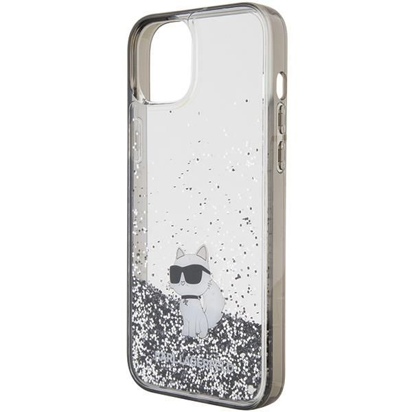 Back panel cover Karl Lagerfeld Karl Lagerfeld Liquid Glitter Choupette case for iPhone 15 Plus - transparent