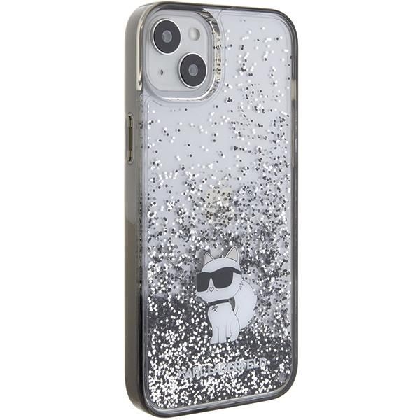 Back panel cover Karl Lagerfeld Karl Lagerfeld Liquid Glitter Choupette case for iPhone 15 Plus - transparent