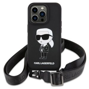 Aizmugurējais vāciņš Karl Lagerfeld  Karl Lagerfeld KLHCP15SSCBSKNK iPhone 15 6.1" hardcase black/black Crossbody Silicone Ikonik 