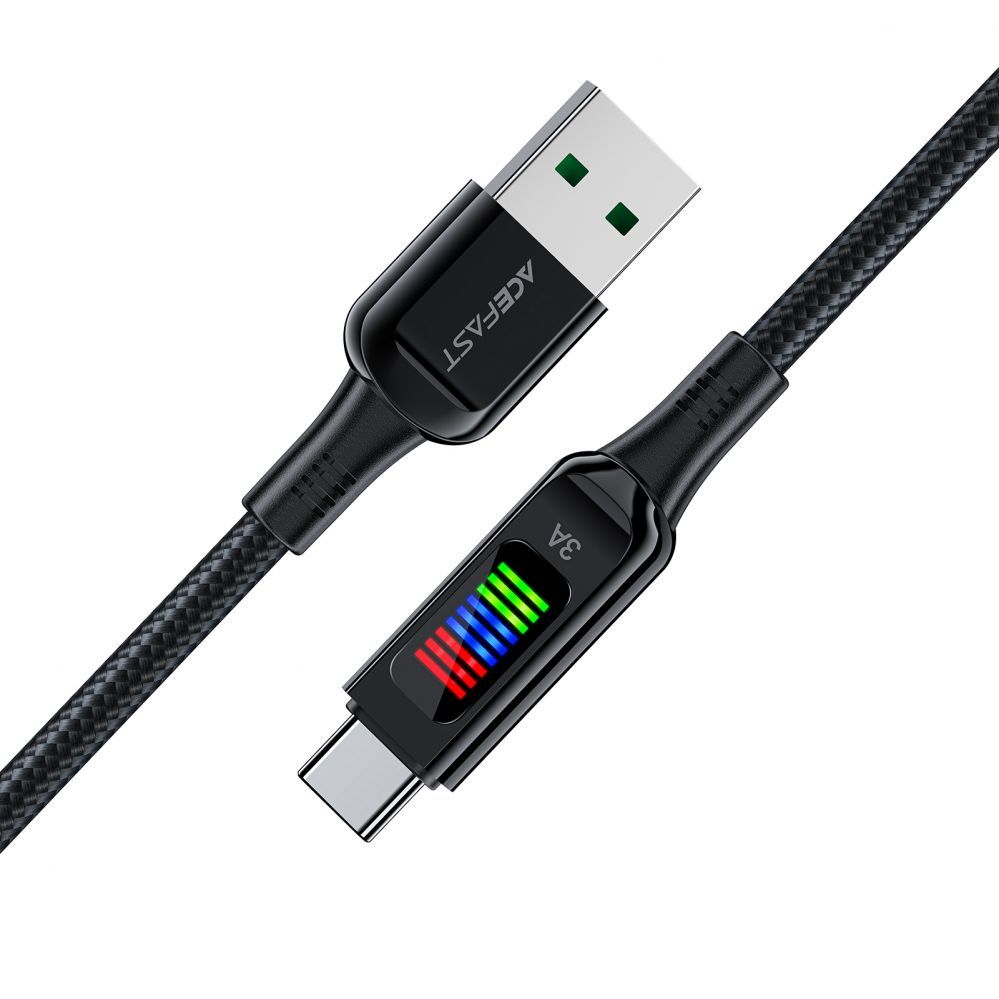 Cable Acefast Acefast C7-04 USB-A USB-C 60W 1.2m cable with display - black