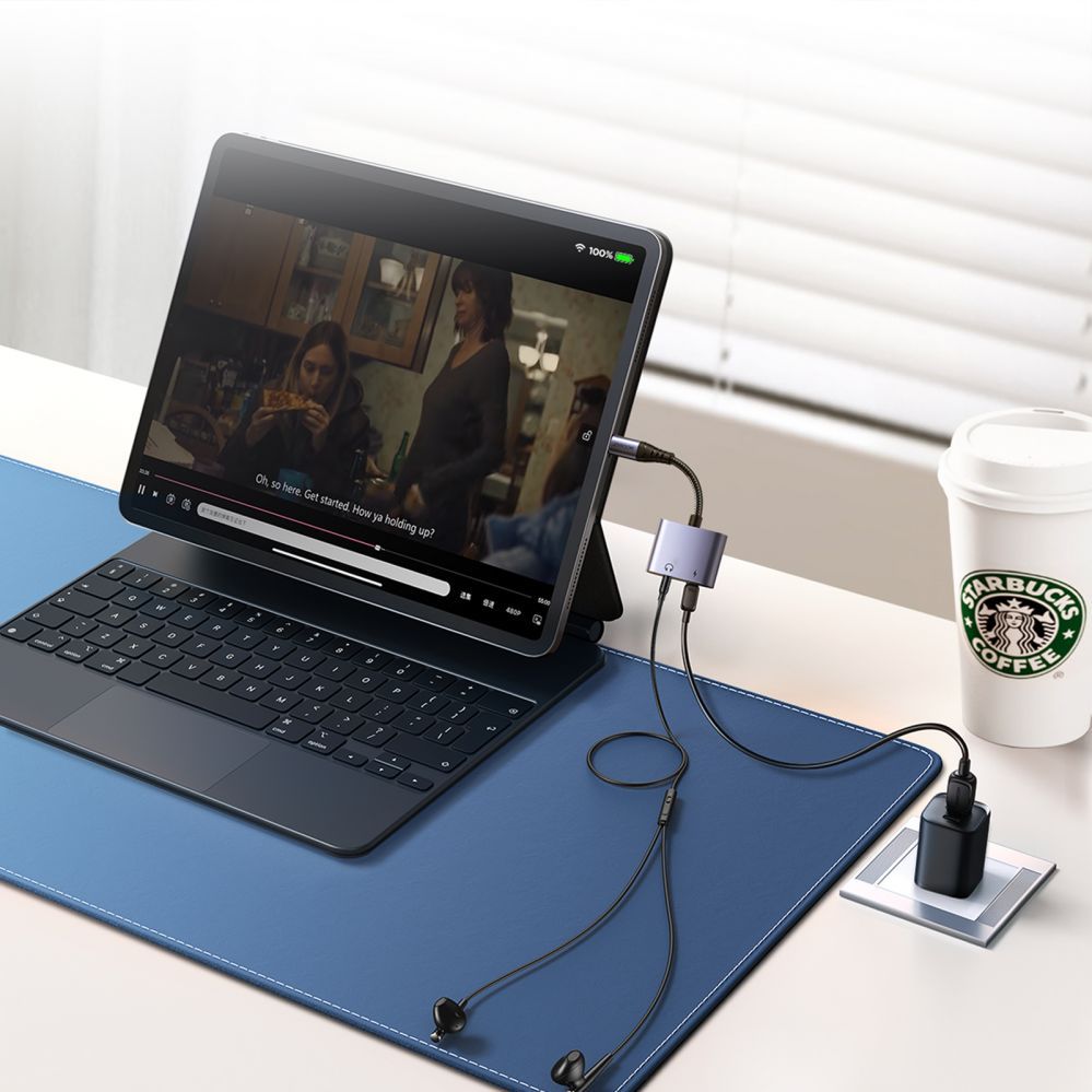 Adaptrid Joyroom Joyroom SY-L01 Lightning to Lightning / 3.5 mm mini jack DAC adapter 2in1 - black