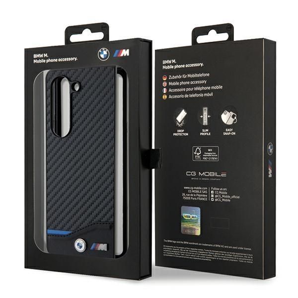 Tagakaaned BMW BMW Leather Carbon case for Samsung Galaxy Z Fold 5 - black