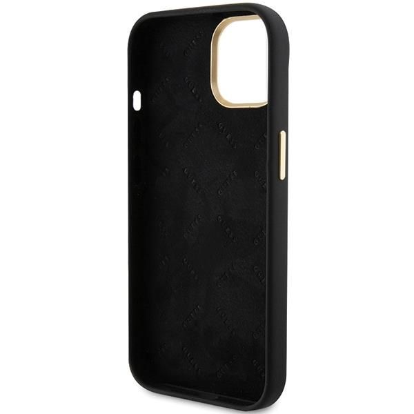 Aizmugurējais vāciņš Guess Guess Silicone Script Metal Logo & Frame case for iPhone 15 - black