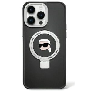 Aizmugurējais vāciņš Karl Lagerfeld  Karl Lagerfeld Ring Stand Karl Head MagSafe Case for iPhone 15 Plus / 14 Plus - Black 