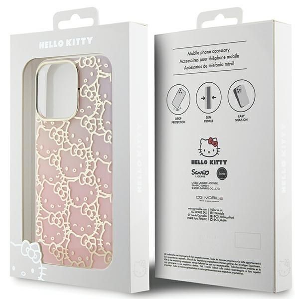 Back panel cover Hello Kitty Hello Kitty IML Gradient Electrop Crowded Kitty Head Case for iPhone 15 Pro Max - Pink