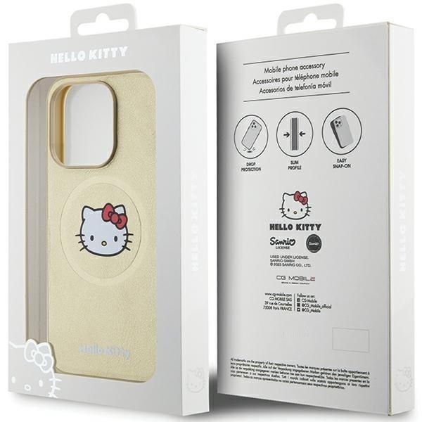 Back panel cover Hello Kitty Hello Kitty Leather Kitty Head MagSafe case for iPhone 13 Pro / 13 - gold