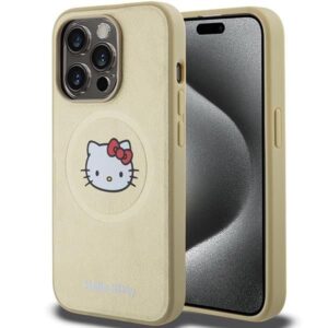 Aizmugurējais vāciņš Hello Kitty  Hello Kitty Leather Kitty Head MagSafe case for iPhone 13 Pro Max - gold 