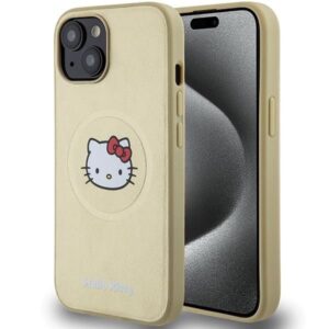Aizmugurējais vāciņš Hello Kitty  Hello Kitty Leather Kitty Head MagSafe case for iPhone 14 - gold 