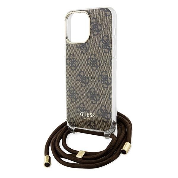 Tagakaaned Guess Guess Crossbody Cord 4G Print case for iPhone 15 Pro Max - brown