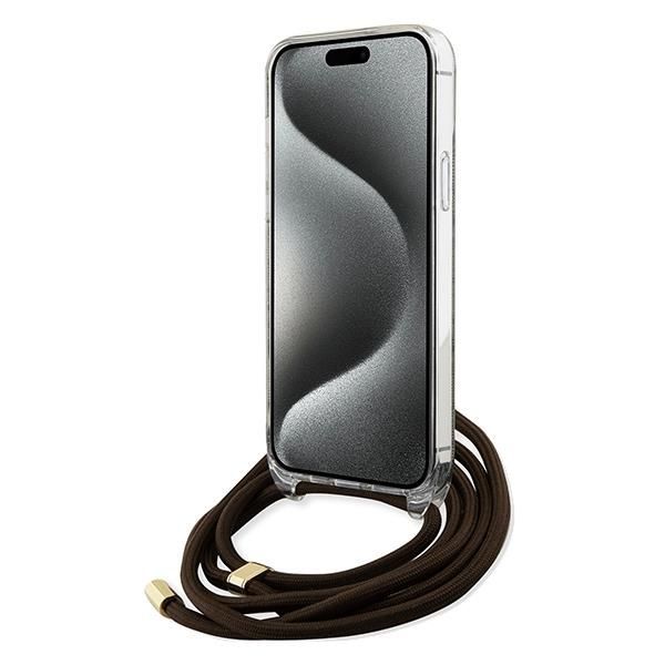 Tagakaaned Guess Guess Crossbody Cord 4G Print case for iPhone 15 Pro Max - brown