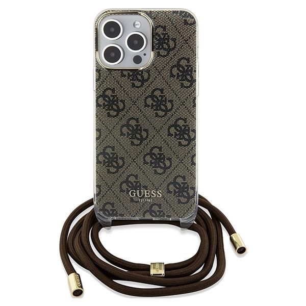 Tagakaaned Guess Guess Crossbody Cord 4G Print case for iPhone 15 Pro Max - brown