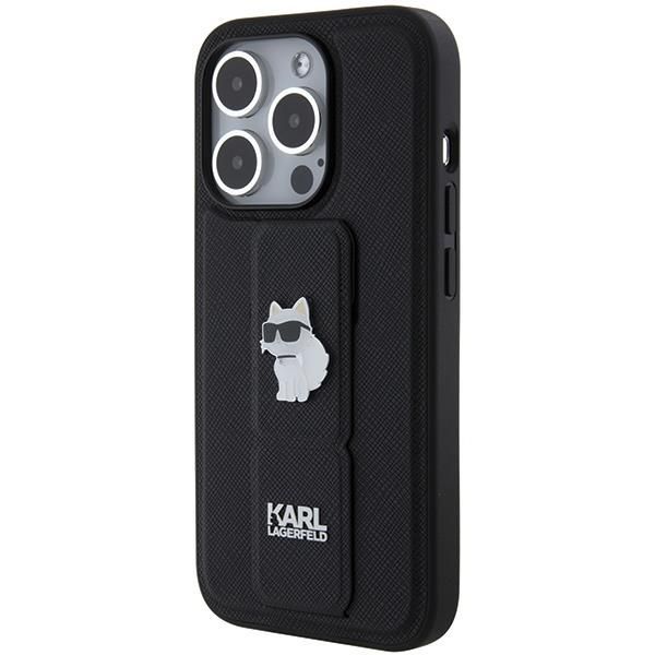 Tagakaaned Karl Lagerfeld Karl Lagerfeld Gripstand Saffiano Choupette Pins case for iPhone 14 Pro Max - black