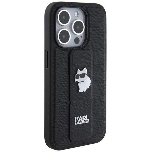 Tagakaaned Karl Lagerfeld Karl Lagerfeld Gripstand Saffiano Choupette Pins case for iPhone 14 Pro Max - black