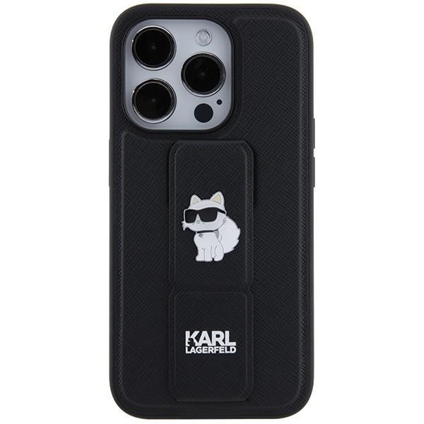 Tagakaaned Karl Lagerfeld Karl Lagerfeld Gripstand Saffiano Choupette Pins case for iPhone 14 Pro Max - black