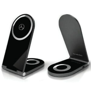 Adapteris Mercedes-Benz  Mercedes Silver Stars MagSafe foldable 2in1 15W inductive charger - black 