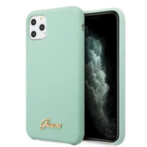 Nugarėlės dėklai Guess  Guess GUHCN65LSLMGG iPhone 11 Pro Max green/green hard case Silicone Vintage Gold Logo