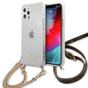 Nugarėlės dėklai Guess  Guess GUHCP12MKC4GSGO iPhone 12/12 Pro 6.1" Transparent hard case 4G Gold Chain