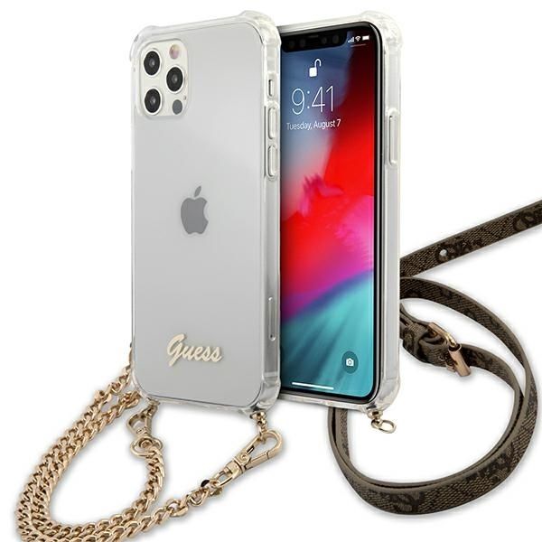 Tagakaaned Guess Guess GUHCP12MKC4GSGO iPhone 12/12 Pro 6.1" Transparent hard case 4G Gold Chain