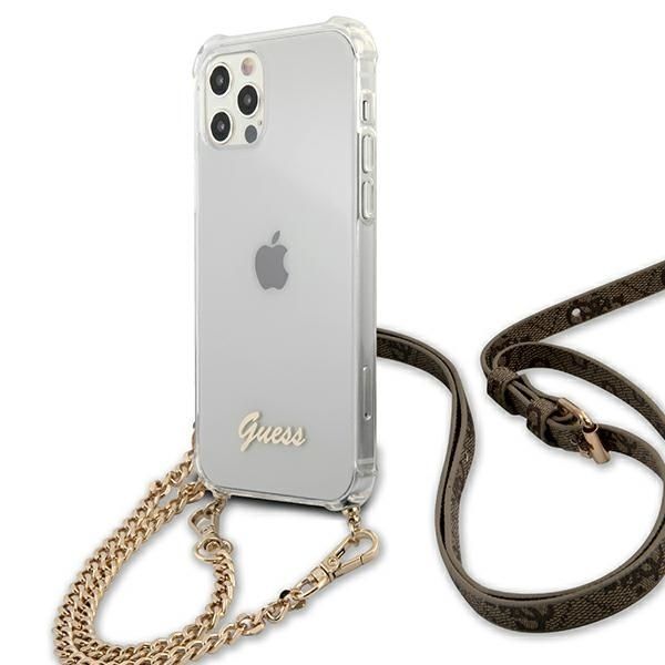 Tagakaaned Guess Guess GUHCP12MKC4GSGO iPhone 12/12 Pro 6.1" Transparent hard case 4G Gold Chain