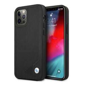 Nugarėlės dėklai BMW  Etui BMW BMHCP12MRCDPK iPhone 12/12 Pro 6,1" czarny/black hardcase Leather Deboss 