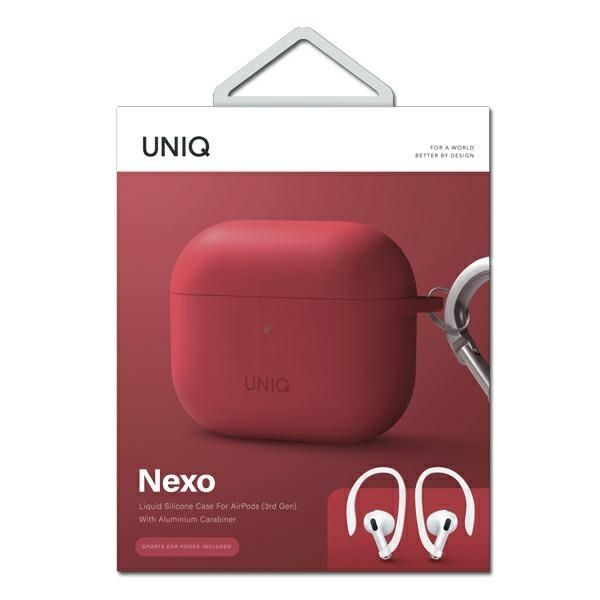 Tagakaaned UNIQ Uniq Nexo case for AirPods 3 + Ear Hooks Silicone - red