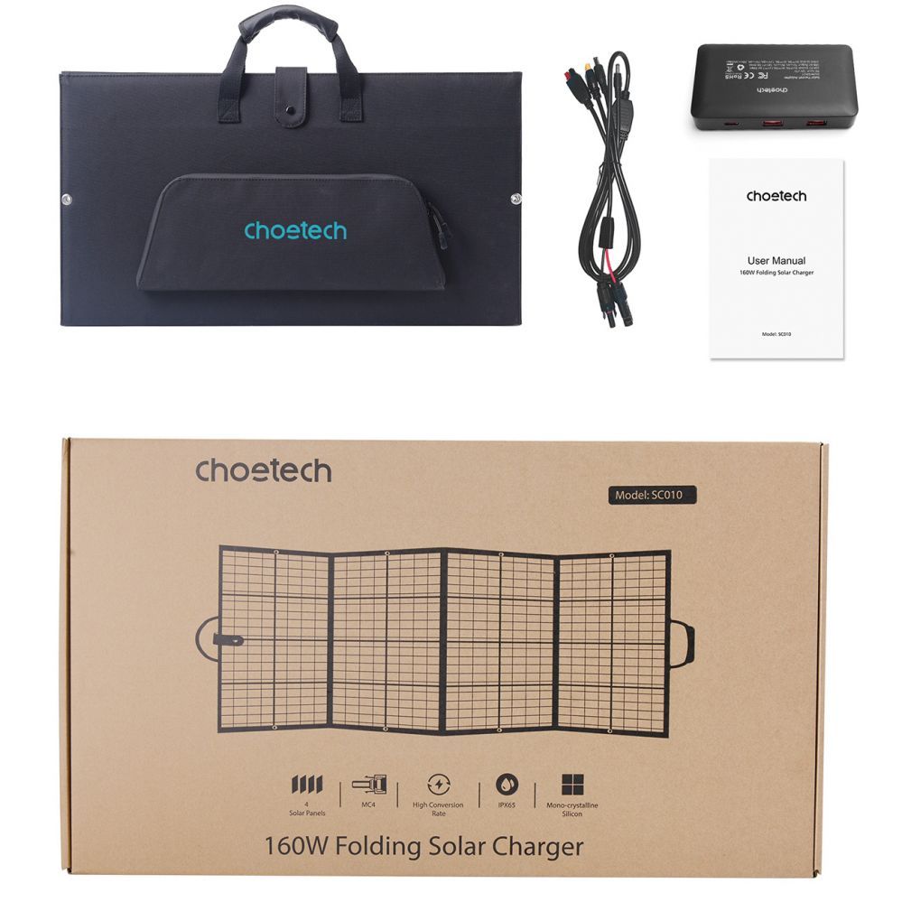 Adaptrid Choetech Choetech SC010 solar tourist charger, foldable, 160W - black