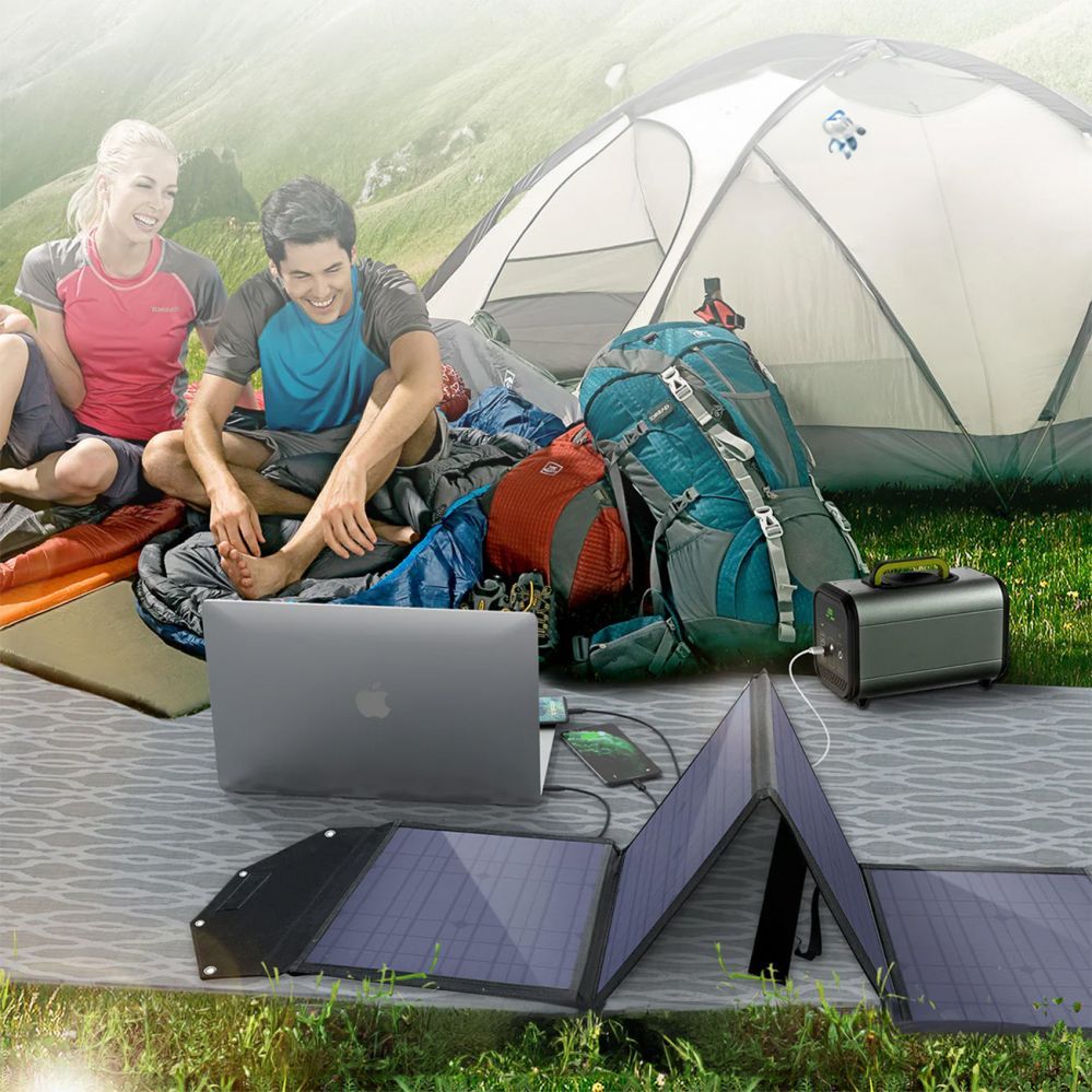 Adaptrid Choetech Choetech SC009-V2 solar foldable charger 100W USB-C / 2x USB-A PD QC - black