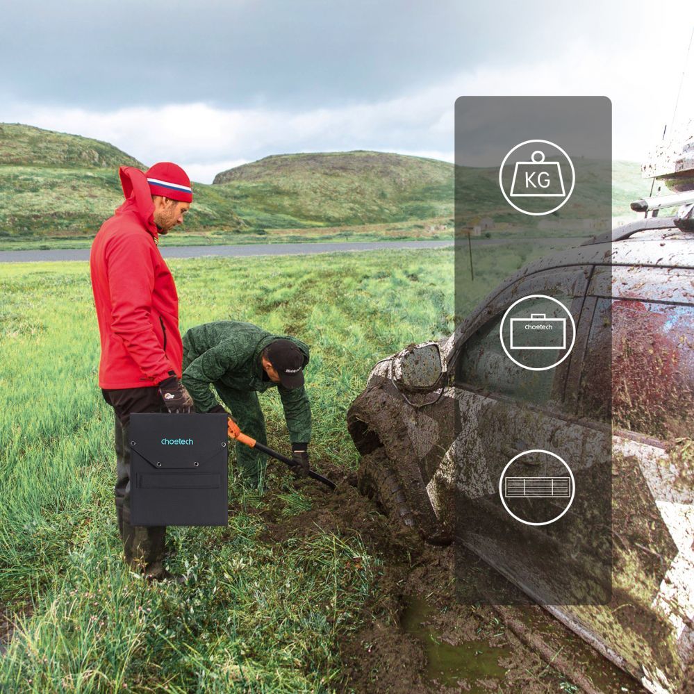 Adaptrid Choetech Choetech SC009-V2 solar foldable charger 100W USB-C / 2x USB-A PD QC - black