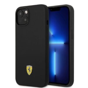 Aizmugurējais vāciņš Ferrari  Ferrari FEHMSIP14SBK iPhone 14 6.1" black/black hardcase Silicone Metal Logo Magsafe