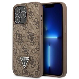 Aizmugurējais vāciņš Guess  Guess 4G Triangle Logo Cardslot Case for iPhone 13 Pro / 13 - Brown