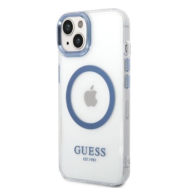 Tagakaaned Guess Guess Metal Outline MagSafe case for iPhone 14 Plus - blue