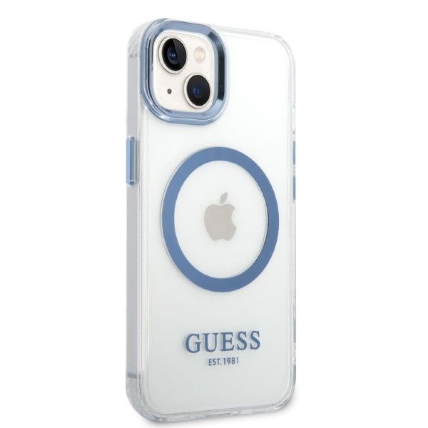 Tagakaaned Guess Guess Metal Outline MagSafe case for iPhone 14 Plus - blue