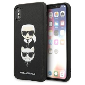 Aizmugurējais vāciņš Karl Lagerfeld  Karl Lagerfeld Saffiano Karl&Choupette Head case for iPhone XS Max - black 
