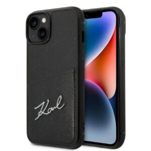 Aizmugurējais vāciņš Karl Lagerfeld  Karl Lagerfeld Signature Logo Cardslot case for iPhone 14 Plus - black 
