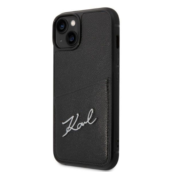 Back panel cover Karl Lagerfeld Karl Lagerfeld Signature Logo Cardslot case for iPhone 14 Plus - black