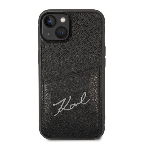 Back panel cover Karl Lagerfeld Karl Lagerfeld Signature Logo Cardslot case for iPhone 14 Plus - black