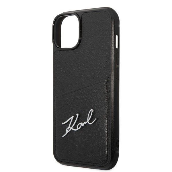 Back panel cover Karl Lagerfeld Karl Lagerfeld Signature Logo Cardslot case for iPhone 14 Plus - black