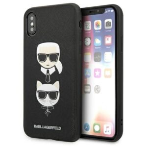 Aizmugurējais vāciņš Karl Lagerfeld  Karl Lagerfeld Saffiano Karl&Choupette Head case for iPhone X/XS - black 