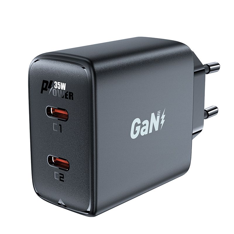 Adaptrid Acefast Fast charger GaN 35W PD 2x USB C Acefast A49 - black