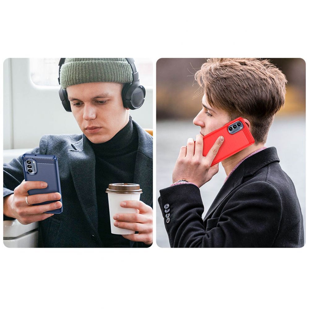 Tagakaaned Hurtel - Carbon Case for Motorola Moto G62 5G flexible silicone carbon cover black