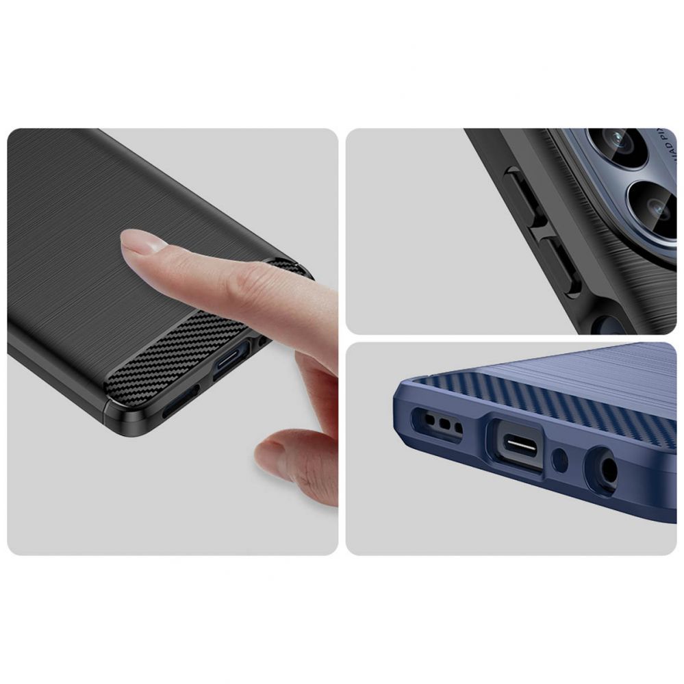 Tagakaaned Hurtel - Carbon Case for Motorola Moto G62 5G flexible silicone carbon cover black